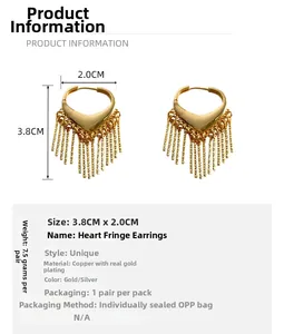 Spécifications détaillées des boucles d'oreilles cœur à pompon de 3,8x2,0 cm