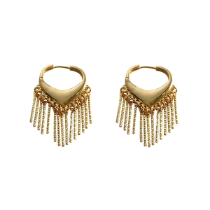 Boucles d'oreilles élégantes en plaqué or avec pompons en forme de cœur pour femmes