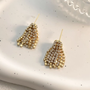 Feuerwerk Quasten Ohrhänger Kupfer Vergoldet Zirkon Strass Elegante Mode Schmuck Für Frauen