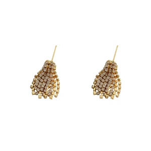 Luxuriöse goldene Feuerwerk-Quastenohrringe mit Kristallen für elegante Abendgarderobe
