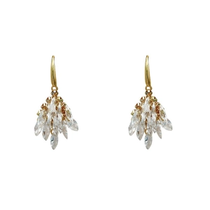 Elegant gold firework drop earrings featuring marquise-cut crystals in a cluster design