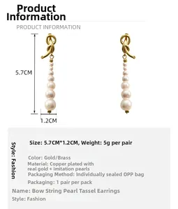 Spécifications de taille des boucles d'oreilles nœud papillon en cuivre plaqué or