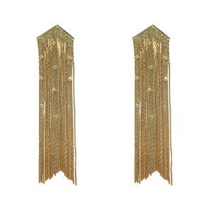 Boucles d'oreilles pendantes dorées avec longues chaînes serpent et cristaux brillants