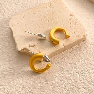 Snake C Hoop Earrings 18K Gold Plated Copper Two Tone Gold Silver Matte Frosted Modern Fashion Jewelry For Women