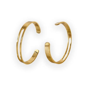 Minimalist golden hollow cuff bracelets with polished mirror finish and open C-shape design
