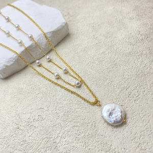 Barock Süßwasserperlenanhänger Halskette Messing 18K Vergoldet Doppellagig Zierlich Elegant Schmuck Für Frauen Mode Minimalistisch
