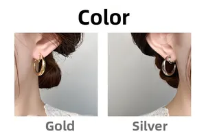 Detailansicht der minimalistischen C-Clip-Ohrringe in Gold und Silber mit Spiegelglanz