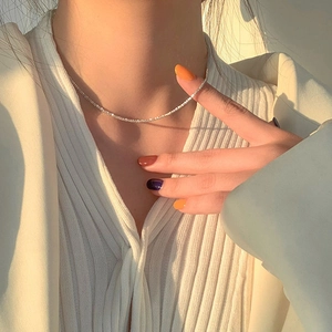 Elegant sparkling petite tennis necklace for women featuring fine zircon inlay on a silver chain