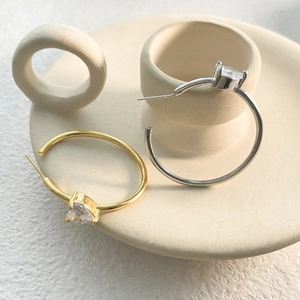 Shiny Heart Zircon Hoop Earrings Copper 18K Gold Plated Elegant Minimalist Niche Design Jewelry Accessory For Women