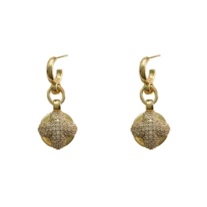 Elegant gold-plated moon star earrings with micro-set zircon crystals in a C-shaped hoop design