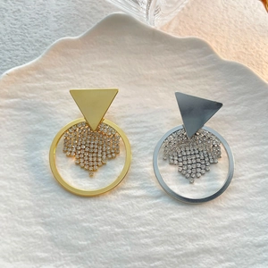 Geometrische Creolen Hängeohrringe Echt Vergoldetes Kupfer Mit Strass Einlage Vintage Eleganter Schmuck Für Damen