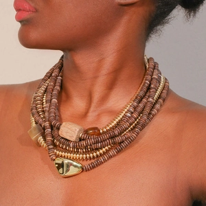 Collier Multirang En Künstliche Perles Avec Fausses Künstliche Perles Bois Acrylique Alliage Style Bohème Pour Femme Bijoux Mode