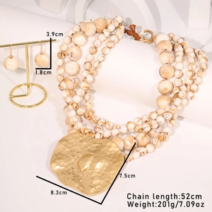 Detailed size specifications for chunky bohemian beaded necklace and earring set