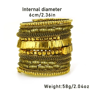 Detail of multilayer gold beaded wrap bracelet with 6cm inner diameter and 58g weight
