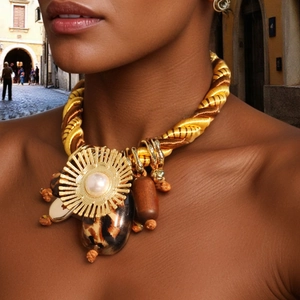 Bohemian Chunky Rope Necklace And Earrings Alloy Sunburst Pendant Leopard Print Resin Faux Artificial Pearl Vintage Ethnic Statement