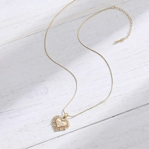 14K gold plated heart pendant necklace with I Love You engraving and snake chain