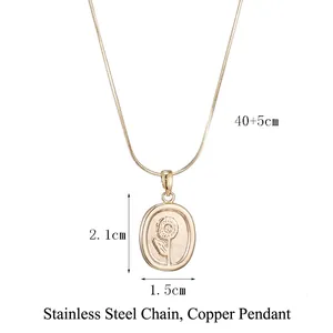 Vintage-Halskette mit 14K Goldbeschichtung und Sonnenblumen-Anhänger mit Maßen