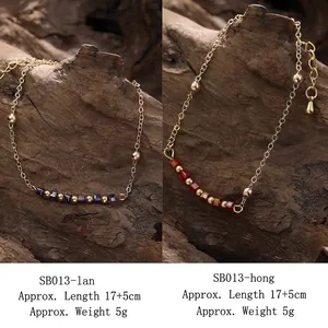 Bracelets en acier inoxydable ajustables avec perles colorées et finition dorée