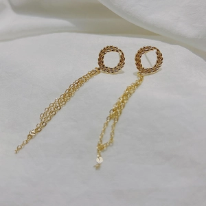Boucles D'oreilles À Pampilles Chaîne Épi De Blέ Avec Tige En Argent Sterling 925 Plaqué Or 14K Bijoux Vintage Français Pour Femmes
