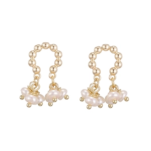 Elegant gold baroque freshwater pearl earrings with a U-shaped design for women