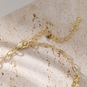 Bracelet chaîne en or 14k poli avec fermoir mousqueton et détail d'extension réglable