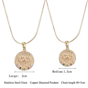 Evil eye 14K gold-plated coin necklaces in 2cm and 1.5cm sizes with cubic zirconia