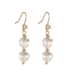 Boucles d'oreilles cœur vintage français avec cristaux scintillants et crochets dorés