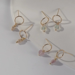 Heart And Geometric Pendant Hoop Earrings With 925 Sterling Silver Earring Post 14K Gold Plated Simple Jewelry For Women