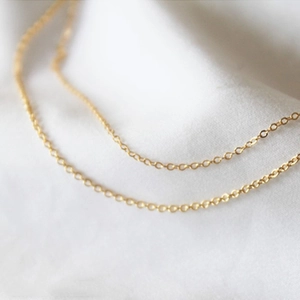 Minimalist double-layer 14K gold plated titanium necklace with freshwater pearls