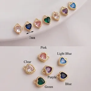 5mm 14K gold plated heart pendant necklace featuring colorful cubic zirconia stones