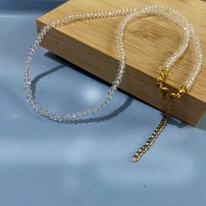 French bohemian faceted crystal beaded necklace with golden adjustable lobster clasp