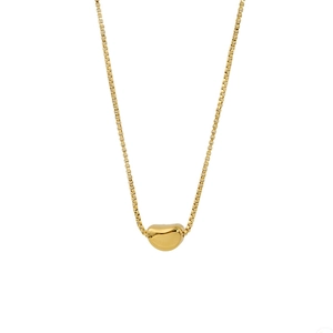Minimalist gold bean pendant on box chain necklace for women with polished finish