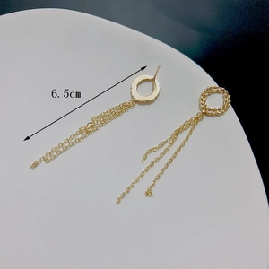 Boucles d'oreilles pompon plaquées or 14K avec clous tissés et chaîne de 6,5 cm