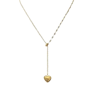 Minimalist 18K gold-plated stainless steel Y-shaped necklace with heart pendant