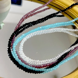 Faceted Glass Beaded Necklace Bohemian Sweet Style Choker Clavicle Chain For Women Girls Stainless Steel Jewelry