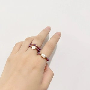 Bagues Élastiques En Perles De Verre Facettées Violettes Accents Métal Doré Breloques Cœur Fleur Coquillage Bijoux Mode Femmes