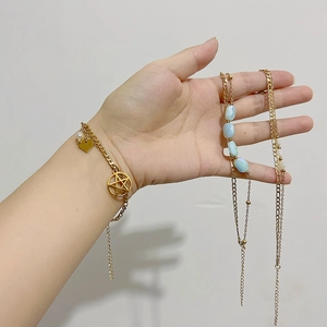 Bracelet En Acier Inoxydable Plaqué Or Multicouche Étoile Coquillage Fleur Künstliche Perles Bijoux De Mode Pour Femmes