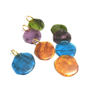 French vintage titanium earrings with colorful textured resin charms in four vibrant colors