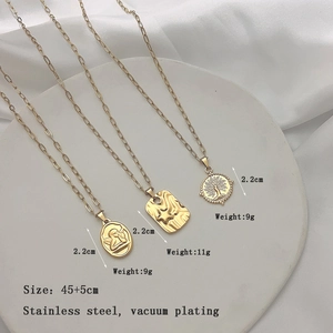 18K gold plated stainless steel necklaces with Cupid and Tree of Life pendants