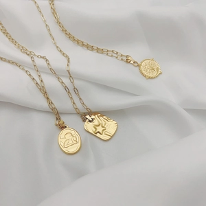 Pendant Necklace Tree Of Life Cupid Arrow 18K Gold Plated Stainless Steel Paperclip Chain Vintage Jewelry For Women