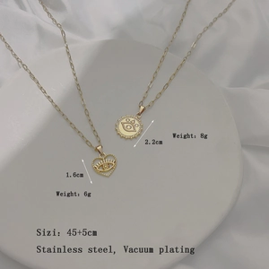 Set di collane in acciaio inossidabile placcato oro 18k con ciondoli malocchio