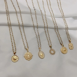 Ensemble de colliers pendentifs étoile et tournesol plaqué or 18K en acier inoxydable