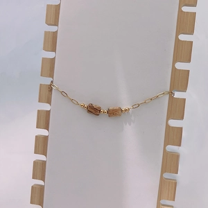 Minimalist gold chain necklace with natural turquoise stone cylinders and gold spacer beads