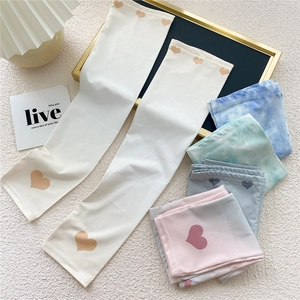 Women's UV sun protection ice silk sleeves in various colors with heart prints