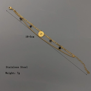 Bracciale a doppio strato in acciaio inossidabile con malocchio e ciondolo a raggiera