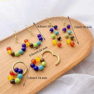 Boucles d'oreilles chakra faites main en acier inoxydable avec perles colorées