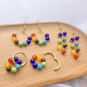 Boucles D'oreilles Chakra Pour Femmes Acier Inoxydable Perles De Pierre Naturelle Yoga Méditation Bijoux Dorés