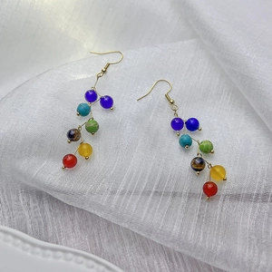 Boucles d'oreilles Yoga 7 Chakra avec pierres naturelles et crochets dorés