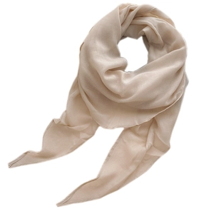 Elegant champagne satin silk scarf with minimalist solid color and smooth glossy finish