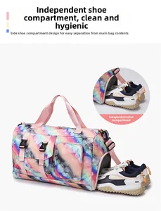 Travel duffel bag featuring a side independent shoe compartment for clean storage